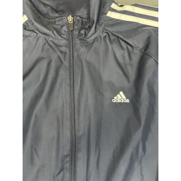 Adidas Jacket Mens Medium Blue Track Full Zip High Neck Active Athletic Logo - Picture 4 of 15